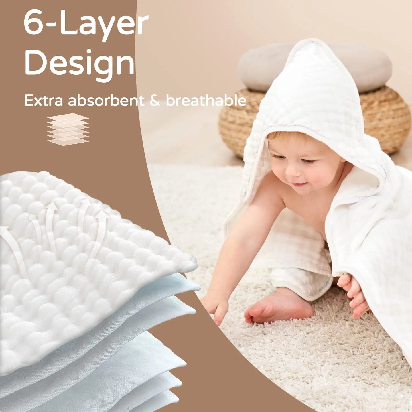 Muslin Bath Robe Towel with Hood