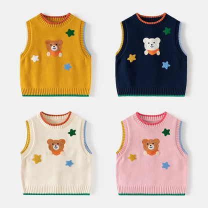 Cartoon Bear Sweater Sleeveless Vest