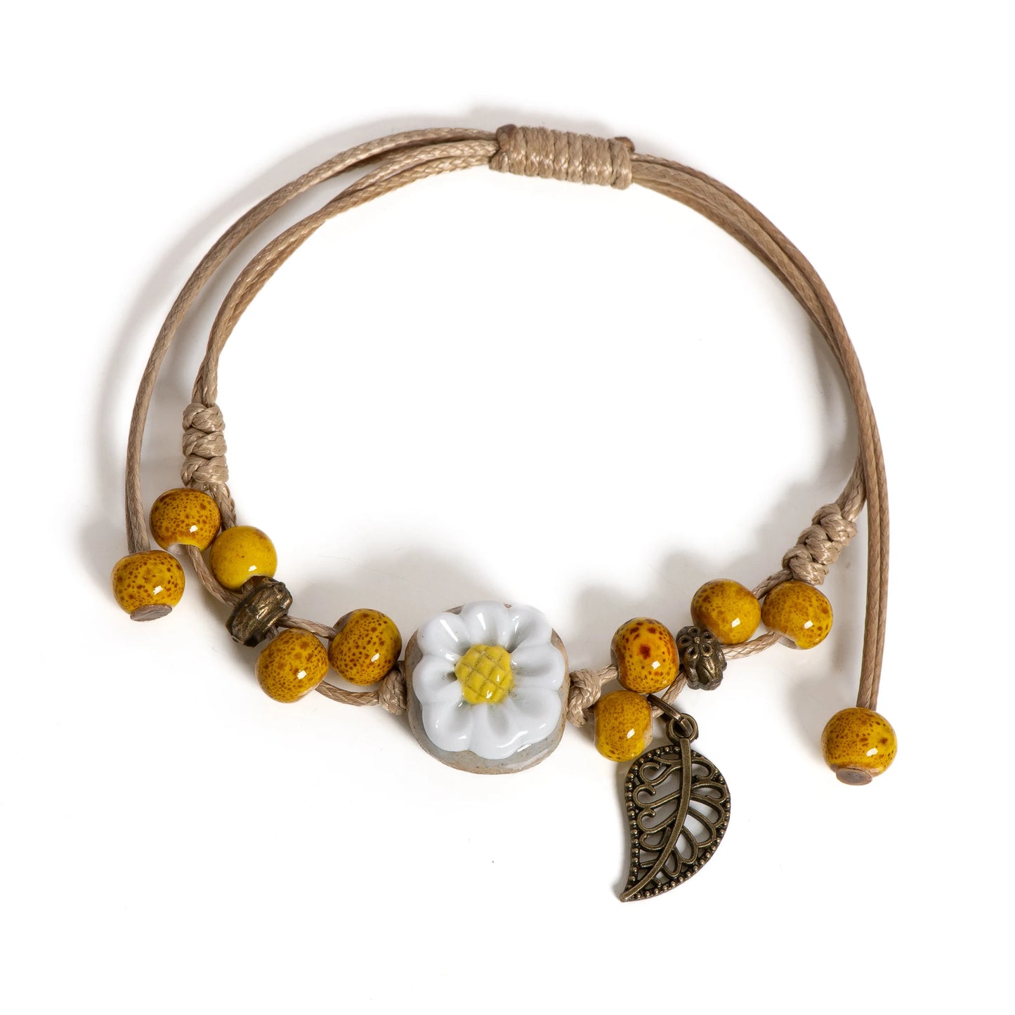 Sunflower Leaf Ceramic Bracelet