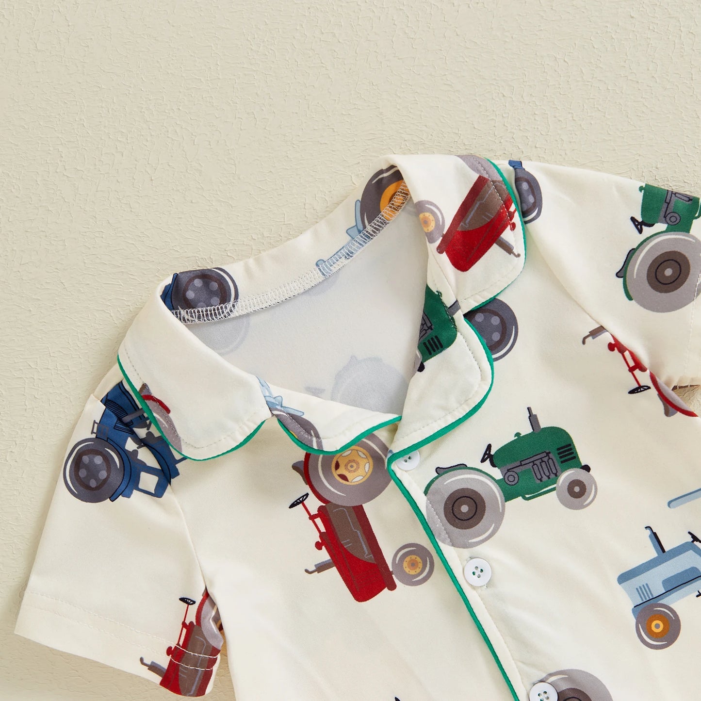 Combinaison à manches courtes à motif floral et tracteur