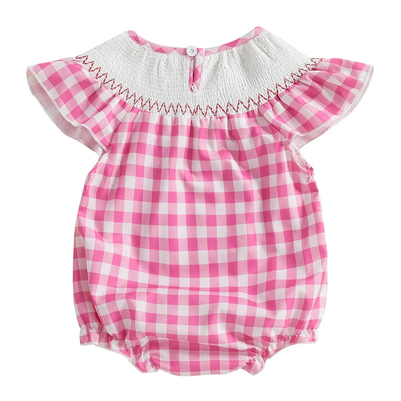 Barboteuse d'été brodée à manches volantées 