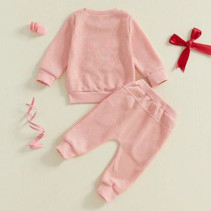 2 Piece Set Embroidery Bow Hoodie with Sweatpants
