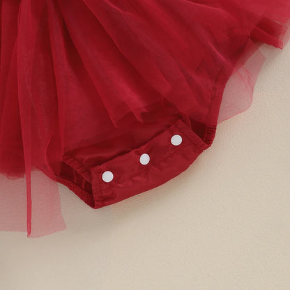 0-24M Summer Baby Girl Rompers Newborn Infant Toddler Tulle Bow Jumpsuit And Headband Princess Baby Girl Christmas Outfits