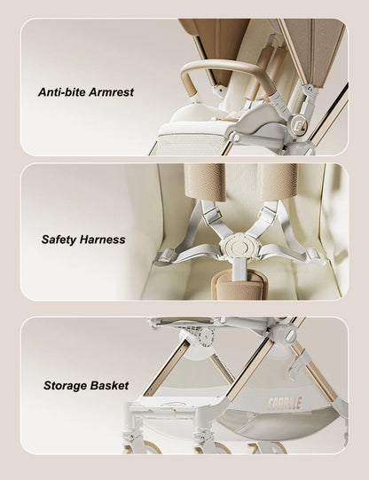Foldable Toddler Stroller with Reversible Stroller Seat and Adjustable Backrest
