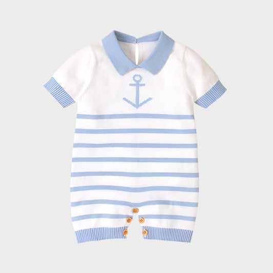 Strips Short Sleeve Romper