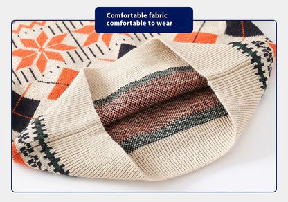 Workmanship™ Checkered Snowflake Long Sleeve Knitted Sweater