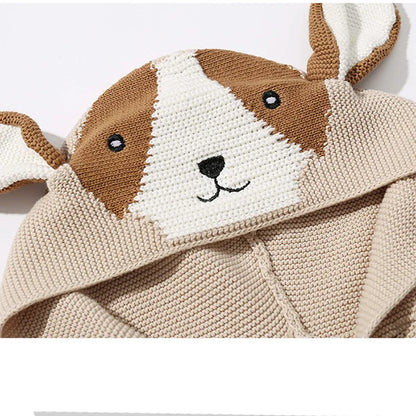 Knitted Hooded Cartoon Cardigan