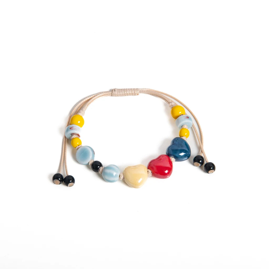 Ceramic Heart Bead Bracelet