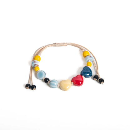 Ceramic Heart Bead Bracelet