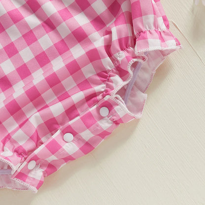 Barboteuse d'été brodée à manches volantées 