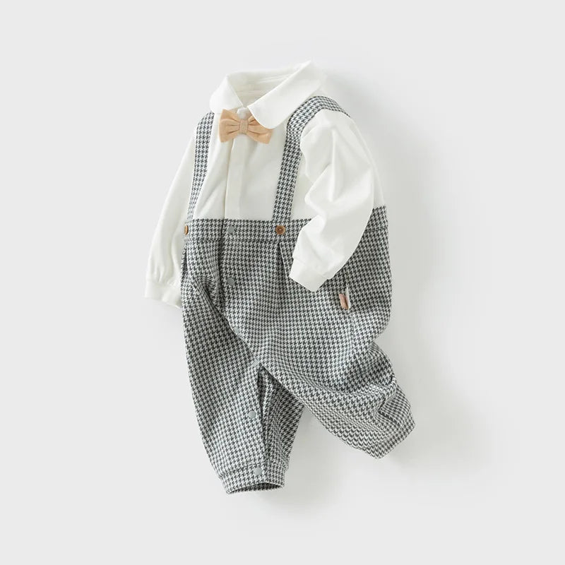 Combinaison formelle à carreaux pour bébé 