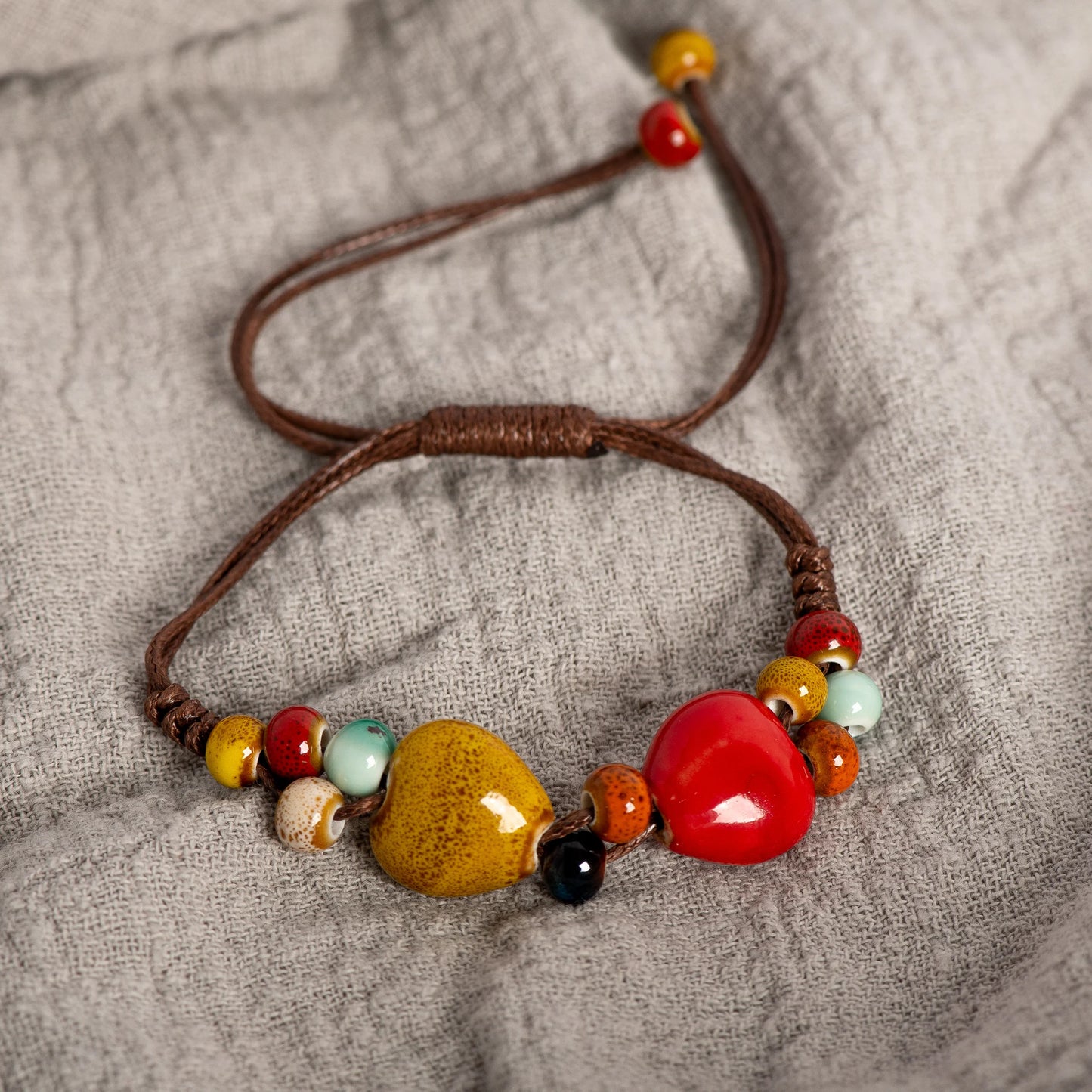 Ceramic Heart Bracelet with Adjustable Cord