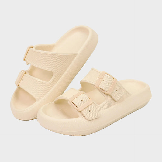 Soft Cloud Beach Slippers With Double Buckle