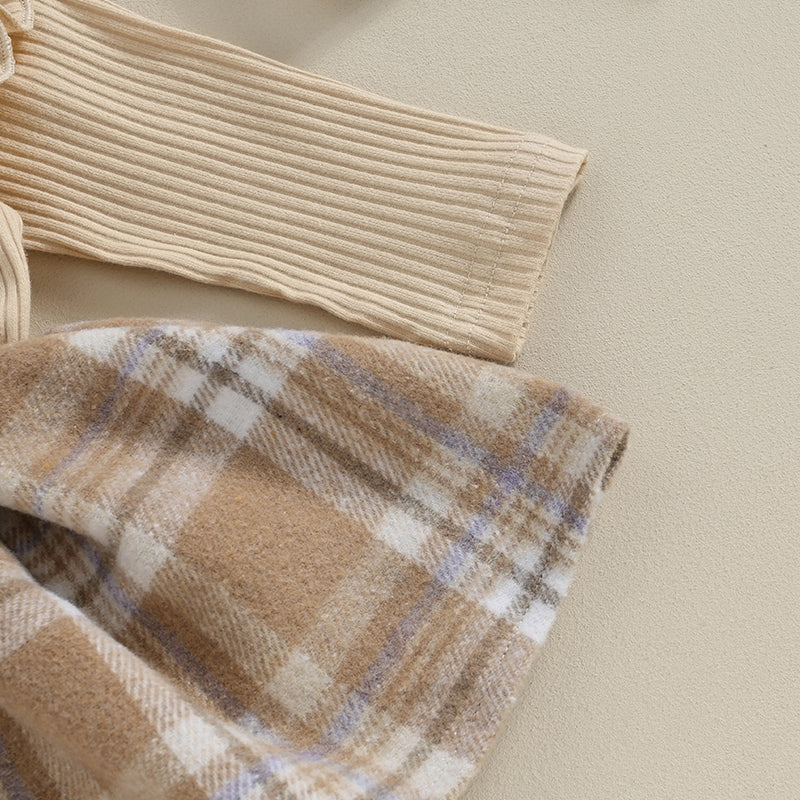 Checkered Dress with Bow Headband