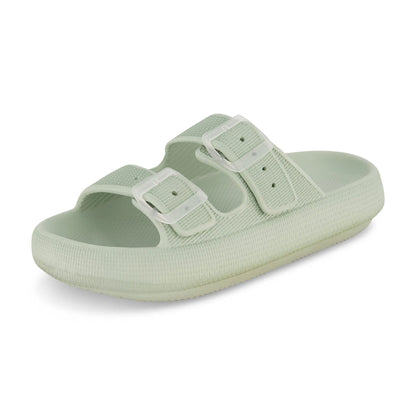 Soft Cloud Beach Slippers With Double Buckle