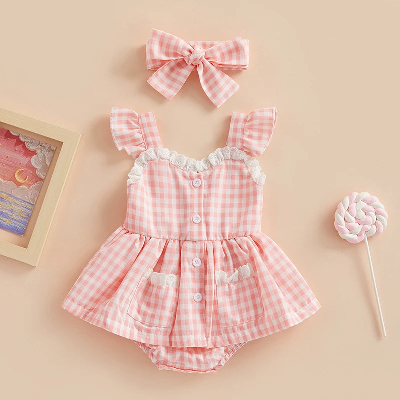 Ruffle Dress with Bow Headband