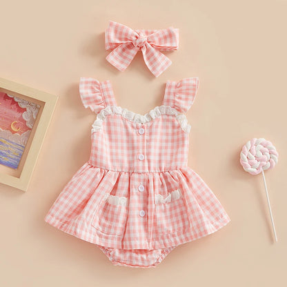 Ruffle Dress with Bow Headband