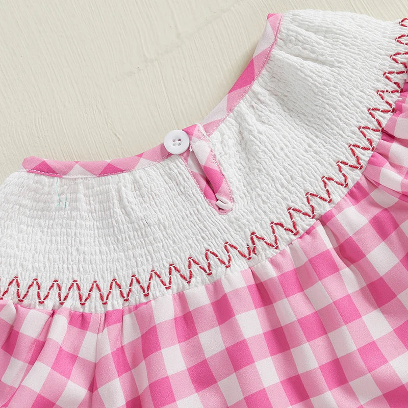 Barboteuse d'été brodée à manches volantées 