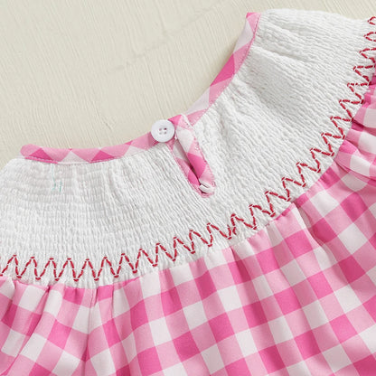 Barboteuse d'été brodée à manches volantées 