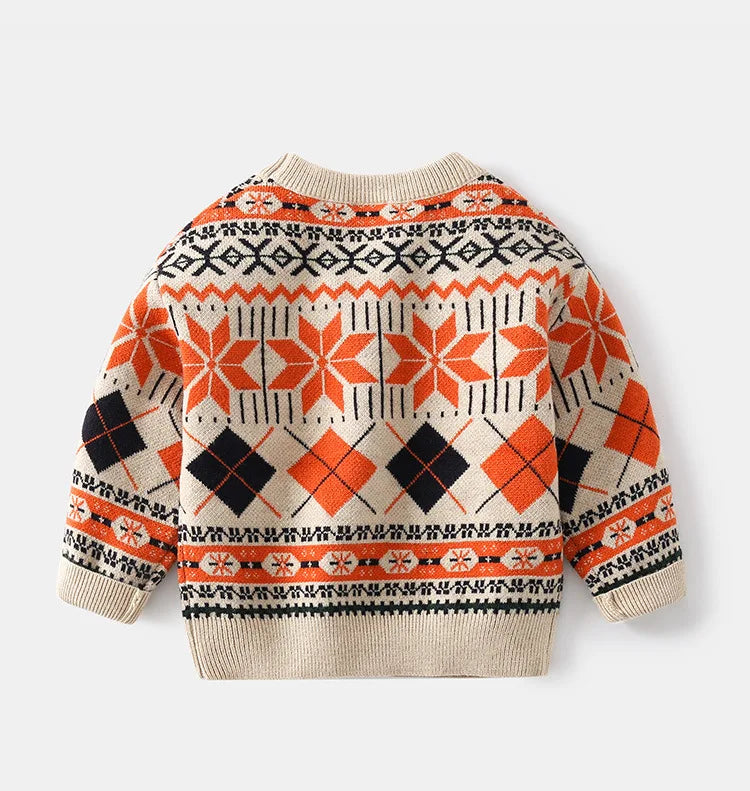 Workmanship™ Checkered Snowflake Long Sleeve Knitted Sweater