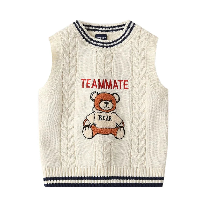 WAPYPY™ Embroidery Cartoon Knit Vest Sleeveless Sweaters