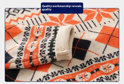 Workmanship™ Checkered Snowflake Long Sleeve Knitted Sweater