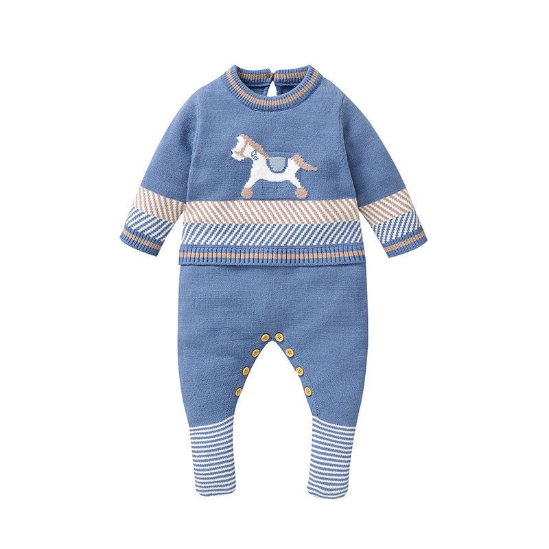 Striped Horse Knitted Jumpsuit