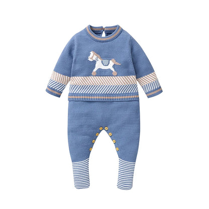 Striped Horse Knitted Jumpsuit