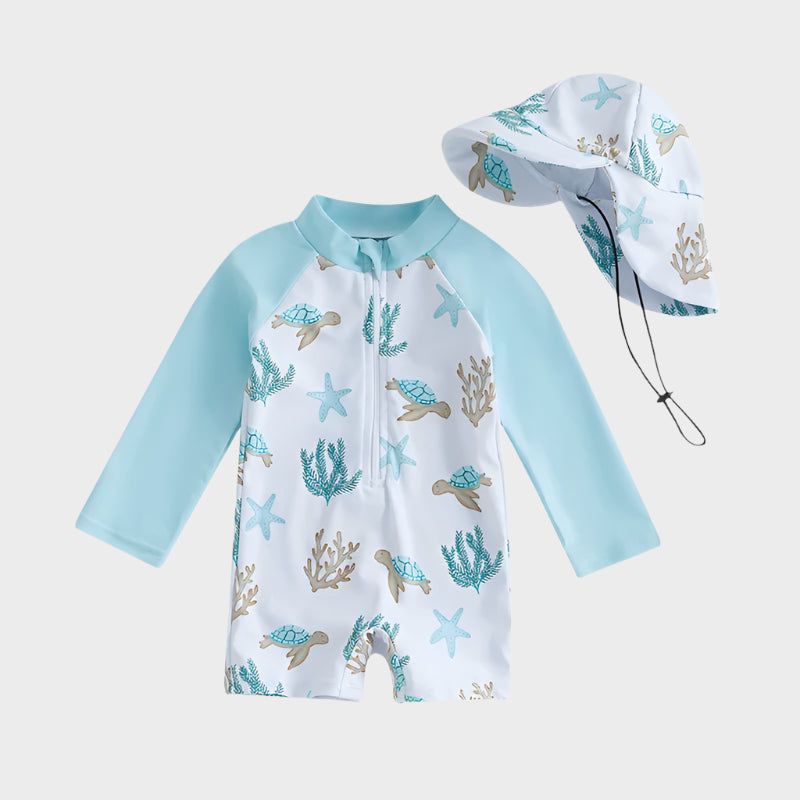 2 Piece Floral Fauna Rush Guard Swimwear