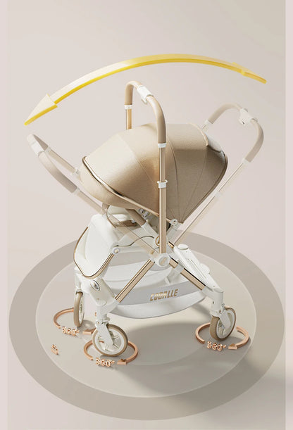 Foldable Toddler Stroller with Reversible Stroller Seat and Adjustable Backrest