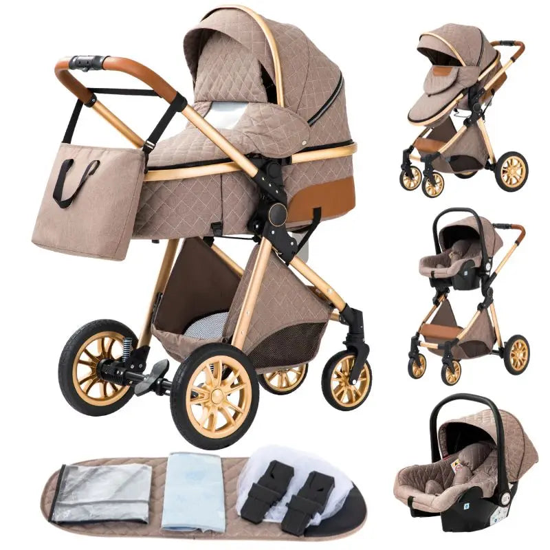 Poussette de luxe et système de voyage léger combiné et siège auto pour bébé