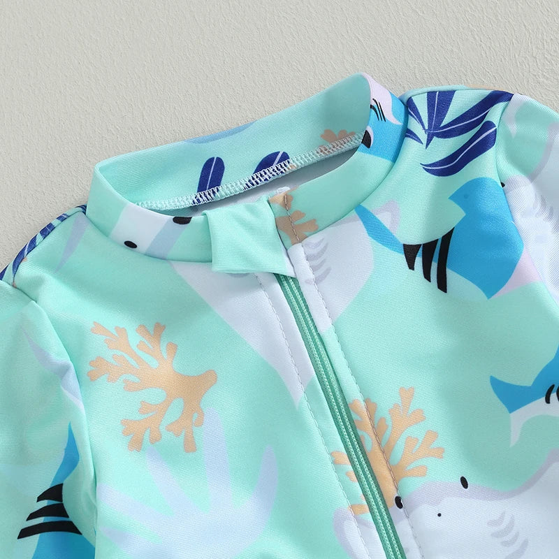 Fauna Print Rush Guard Swim Suit