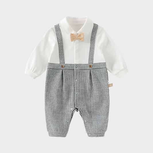 Formal Overall Plaid Infant Suit