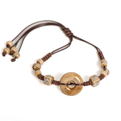 Glazed Ceramic Peace Buckle Bracelet