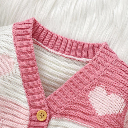 Heart-shaped V-neck Baby Cardigan