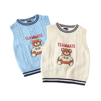 WAPYPY™ Embroidery Cartoon Knit Vest Sleeveless Sweaters