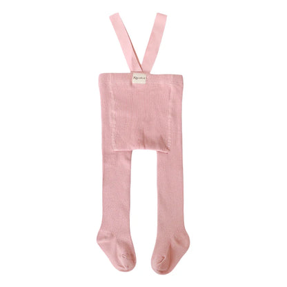 VISgogo Baby Girl Boys Tights Cute Footed Pantyhose with Suspenders Stretch Overalls Stockings Infant Leggings