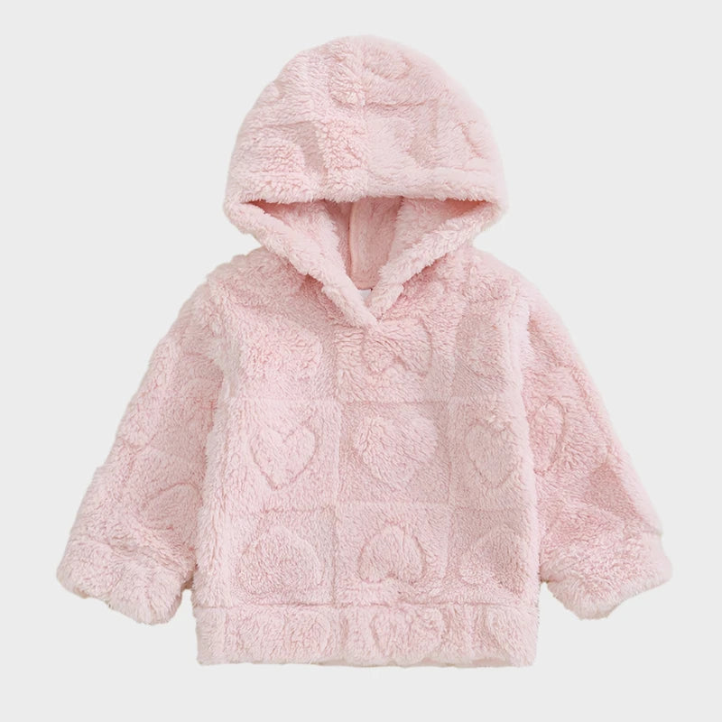 Sweat à capuche à manches longues en peluche d'hiver avec cœur