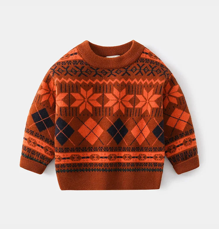 Workmanship™ Checkered Snowflake Long Sleeve Knitted Sweater