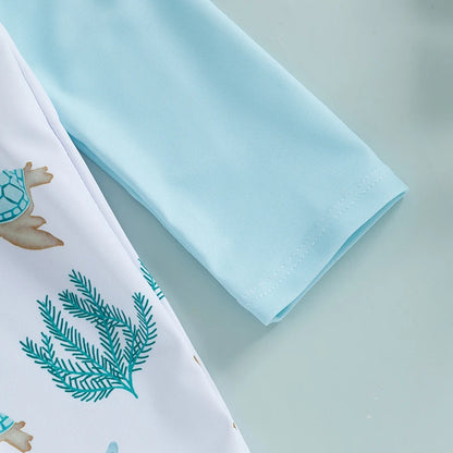 2 Piece Floral Fauna Rush Guard Swimwear