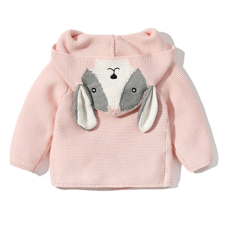 Knitted Hooded Cartoon Cardigan