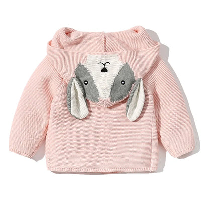 Knitted Hooded Cartoon Cardigan