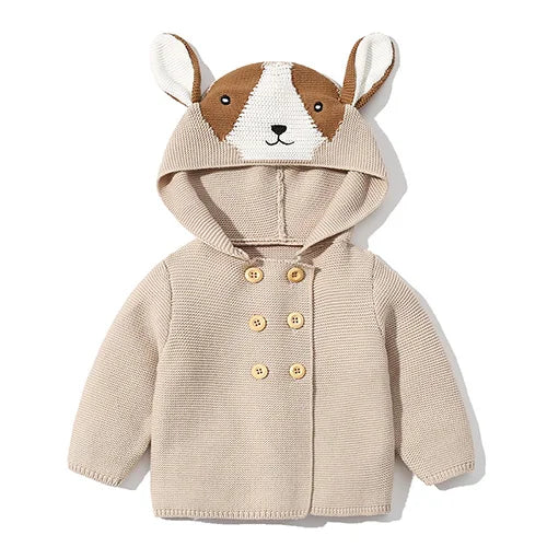 Knitted Hooded Cartoon Cardigan