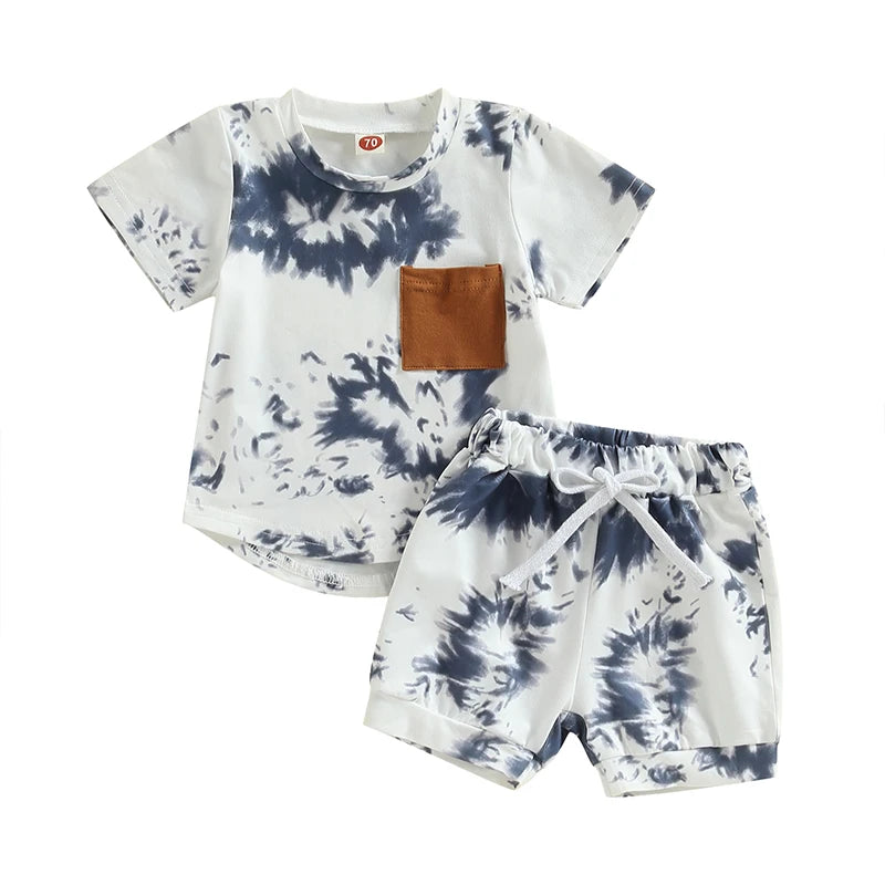 2 Piece Set Summer Fashion Tie-dye Suit