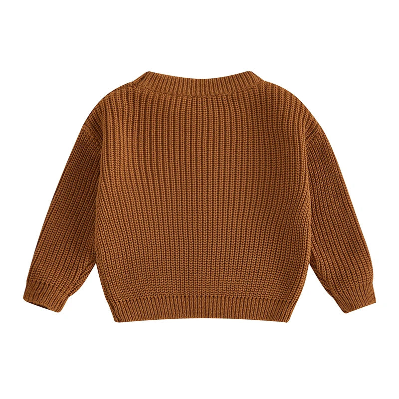 Pull brodé à manches longues et col rond pour camion