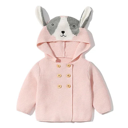 Knitted Hooded Cartoon Cardigan