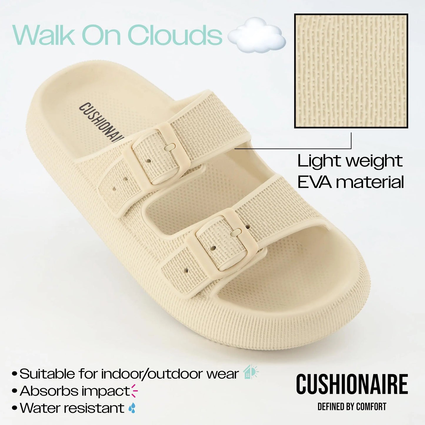 Soft Cloud Beach Slippers With Double Buckle