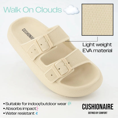 Soft Cloud Beach Slippers With Double Buckle