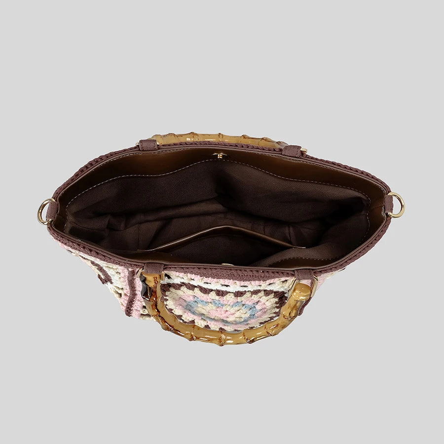 Crochet Vintage Bamboo Handbag