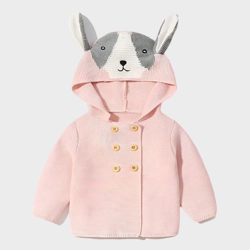 Knitted Hooded Cartoon Cardigan